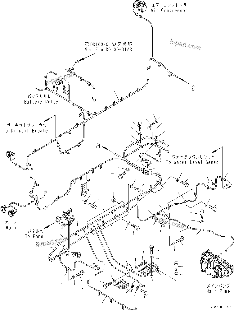Komatsu parts book diagram for PC750SE-6-AM S/N 10001-UP: WIRING (MAIN HARNESS) (HARNESS AND CLIP) (LEFT DECK)(#11001-)