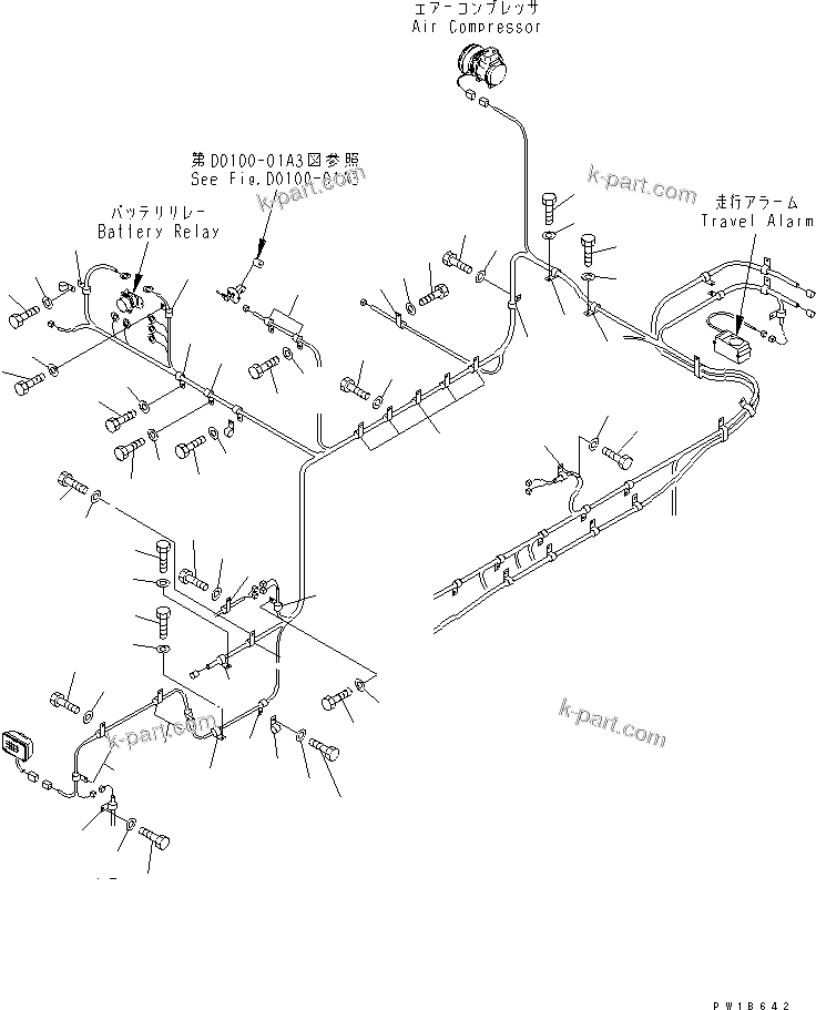 Komatsu parts book diagram for PC750SE-6-AM S/N 10001-UP: WIRING (MAIN HARNESS) (CLIP) (RIGHT DECK)(#11001-)