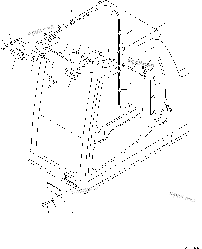 Komatsu parts book diagram for PC750SE-6-AM S/N 10001-UP: ADDITIONAL WORK LAMP (WITH F.O.P.S.)(#11001-)
