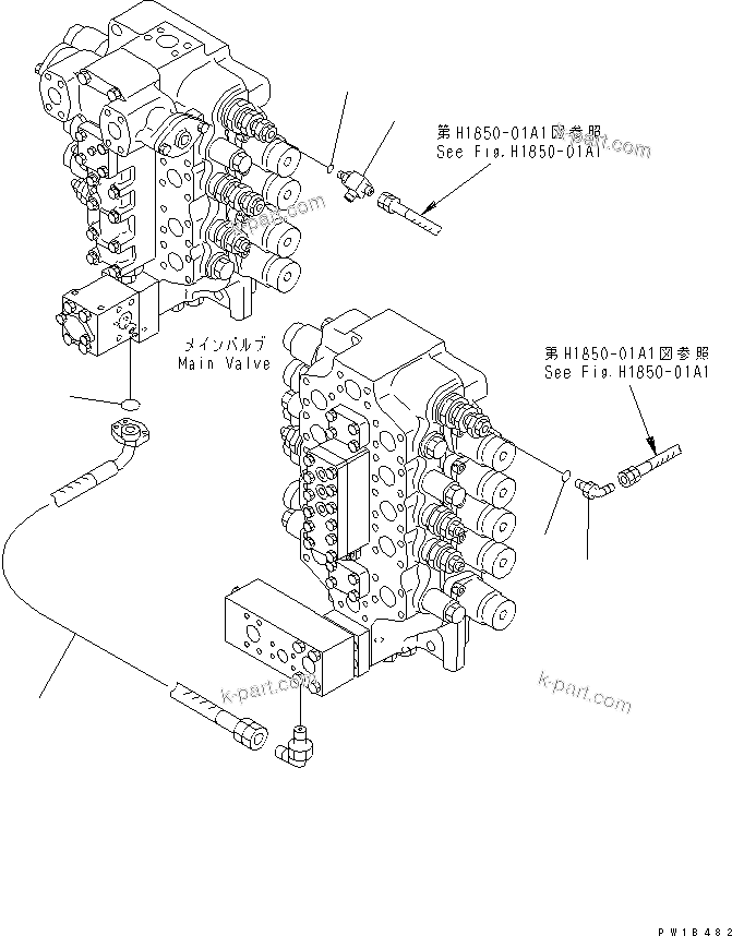 Komatsu parts book diagram for PC750SE-6-AM S/N 10001-UP: MAIN VALVE (HEAVY LIFT AND PRESSURE SUPPORT)(#11001-)