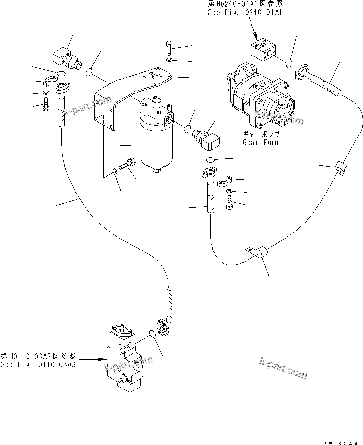 Komatsu parts book diagram for PC750SE-6-AM S/N 10001-UP: DELIVERY PIPING (GEAR PUMP LINES)(#11001-)