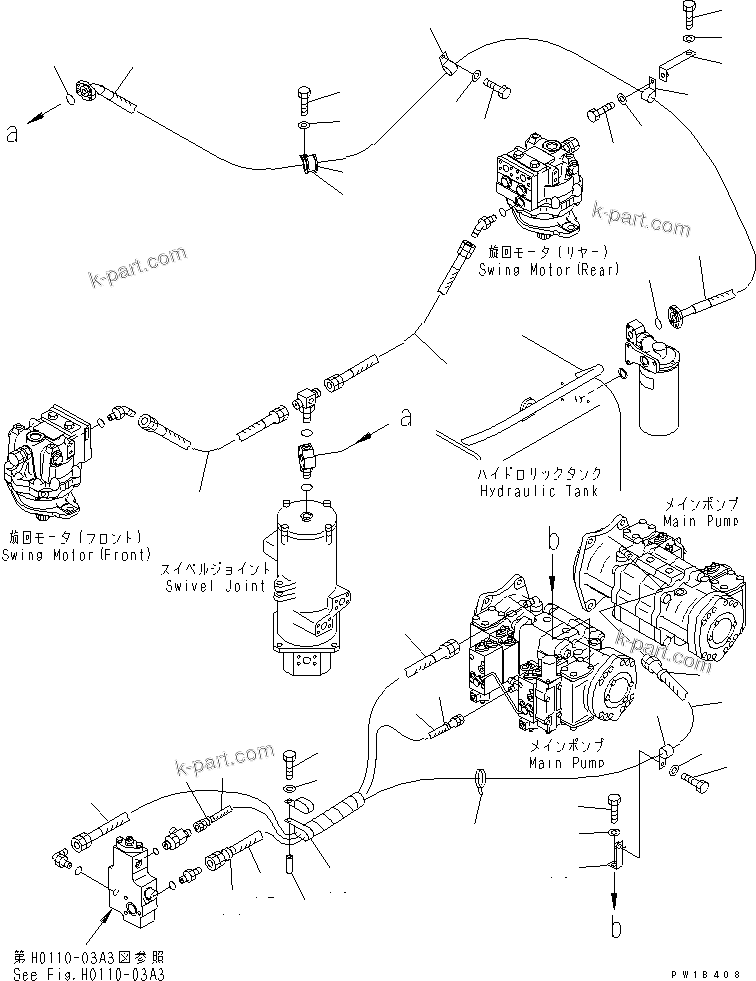 Komatsu parts book diagram for PC750SE-6-AM S/N 10001-UP: DRAIN LINES(#11001-)