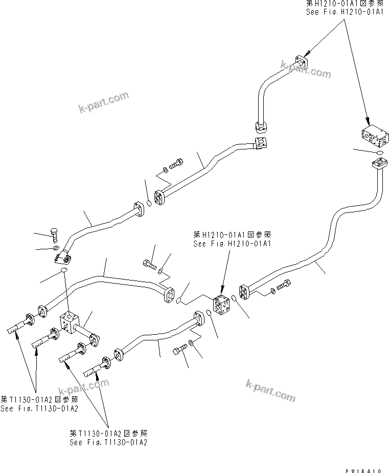Komatsu parts book diagram for PC750SE-6-AM S/N 10001-UP: VALVE DELIVERY PIPING (BOOM) (FRAME SIDE)(#11001-)