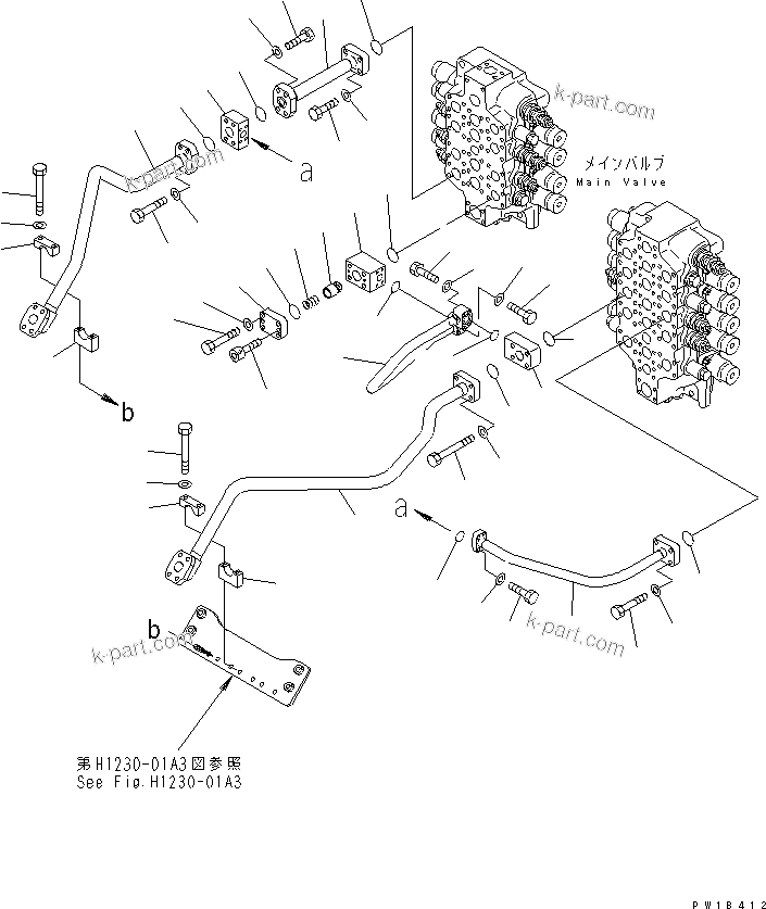 Komatsu parts book diagram for PC750SE-6-AM S/N 10001-UP: VALVE DELIVERY PIPING (ARM)(#11001-)