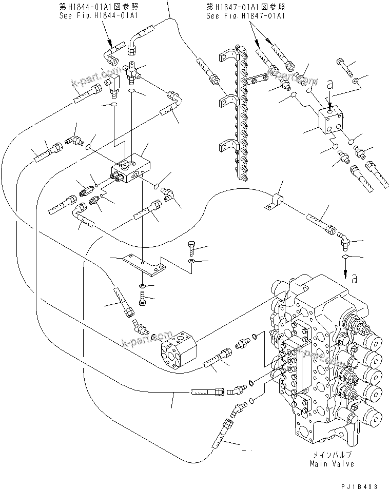 Komatsu parts book diagram for PC750SE-6-AM S/N 10001-UP: SHUTTLE VALVE LINE(#11001-)