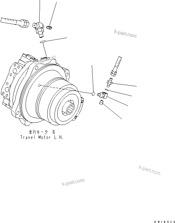 Komatsu parts book diagram for PC750SE-6-AM S/N 10001-UP: TRACK FRAME (TRAVEL PIPING) (MOTOR SIDE) (L.H.)(#11001-)