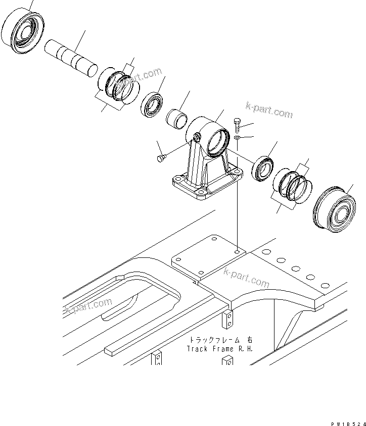 Komatsu parts book diagram for PC750SE-6-AM S/N 10001-UP: TRACK FRAME (CARRIER ROLLER) (R.H.)(#11001-)