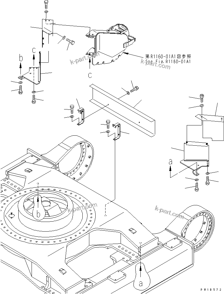 Komatsu parts book diagram for PC750SE-6-AM S/N 10001-UP: TRAVEL MOTER COVER(#11001-)