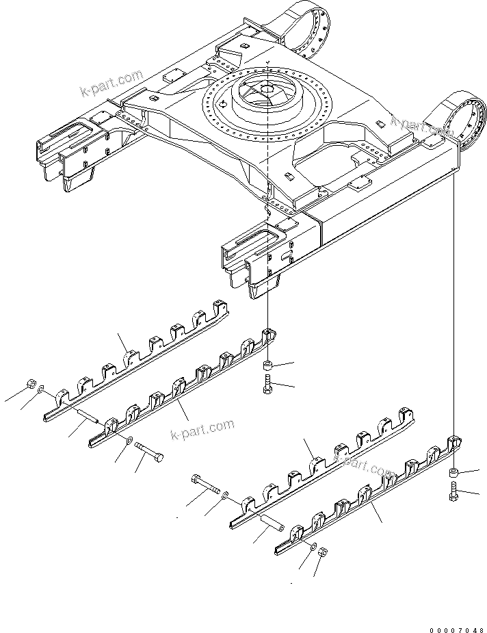 Komatsu parts book diagram for PC750SE-6-AM S/N 10001-UP: TRACK ROLLER FULL GUARD(#11001-)