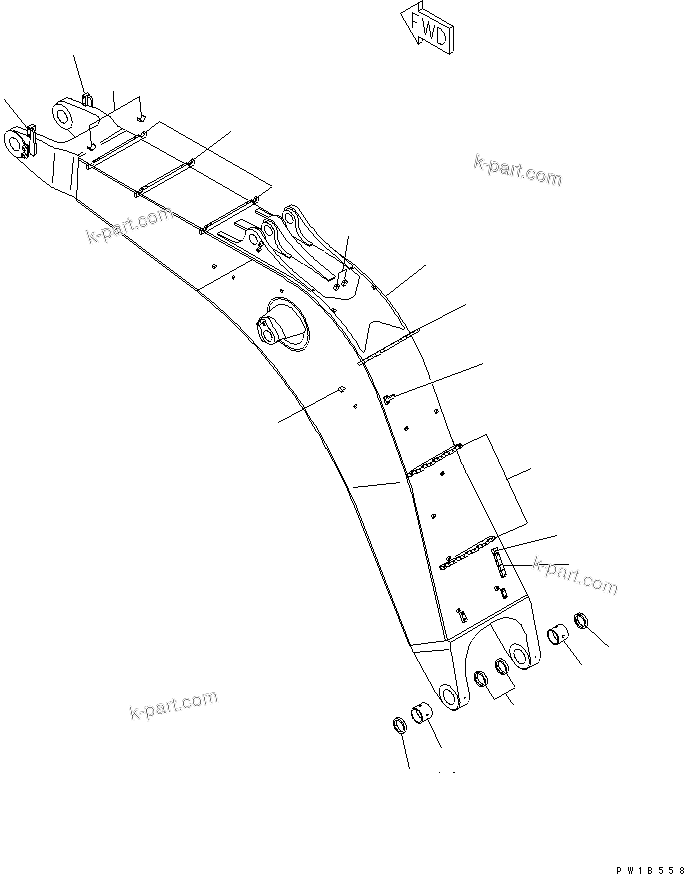Komatsu parts book diagram for PC750SE-6-AM S/N 10001-UP: BOOM (7.1M) (FOR BACKHOE)(#11001-)