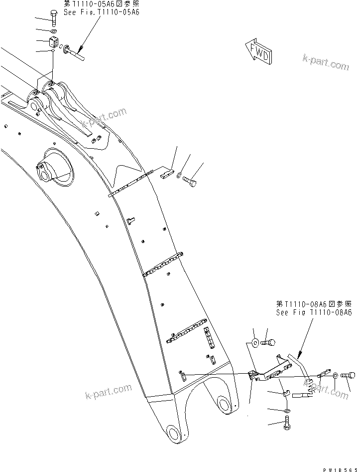 Komatsu parts book diagram for PC750SE-6-AM S/N 10001-UP: BOOM (7.1M) (ARM CYLINDER PIPING) (FOR BACKHOE)(#11001-)