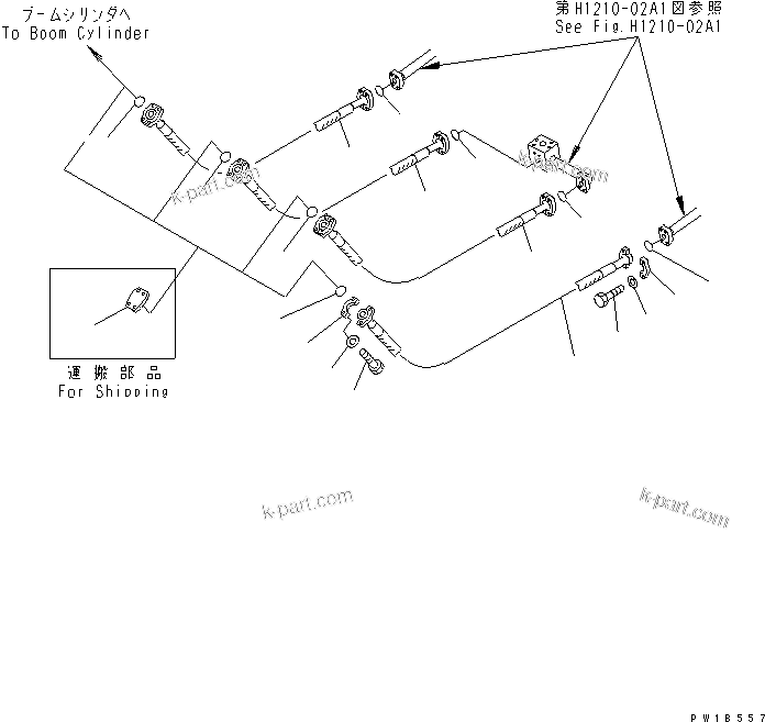 Komatsu parts book diagram for PC750SE-6-AM S/N 10001-UP: B00M CYLINDER PIPING (FOR BACKHOE)(#11001-)