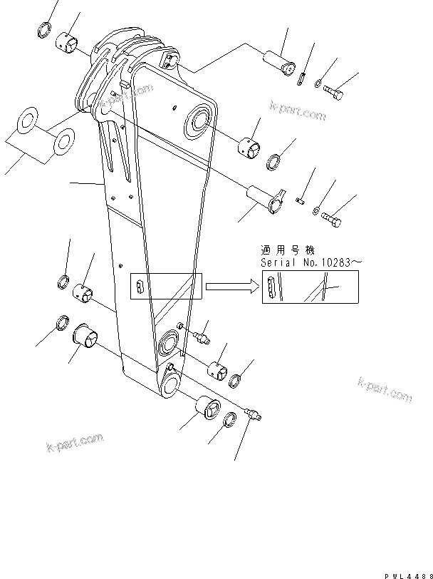 Komatsu parts book diagram for PC750SE-6-AM S/N 10001-UP: ARM (2.9M) (FOR BACKHOE)