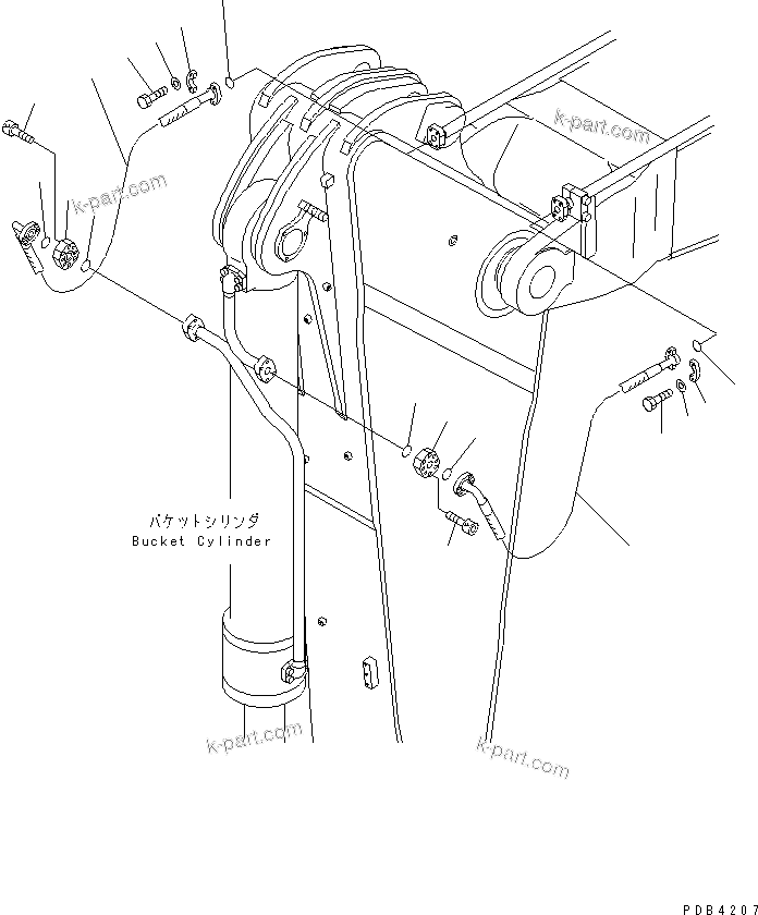 Komatsu parts book diagram for PC750SE-6-AM S/N 10001-UP: ARM (BUCKET CYLINDER PIPING) (FOR BACKHOE)