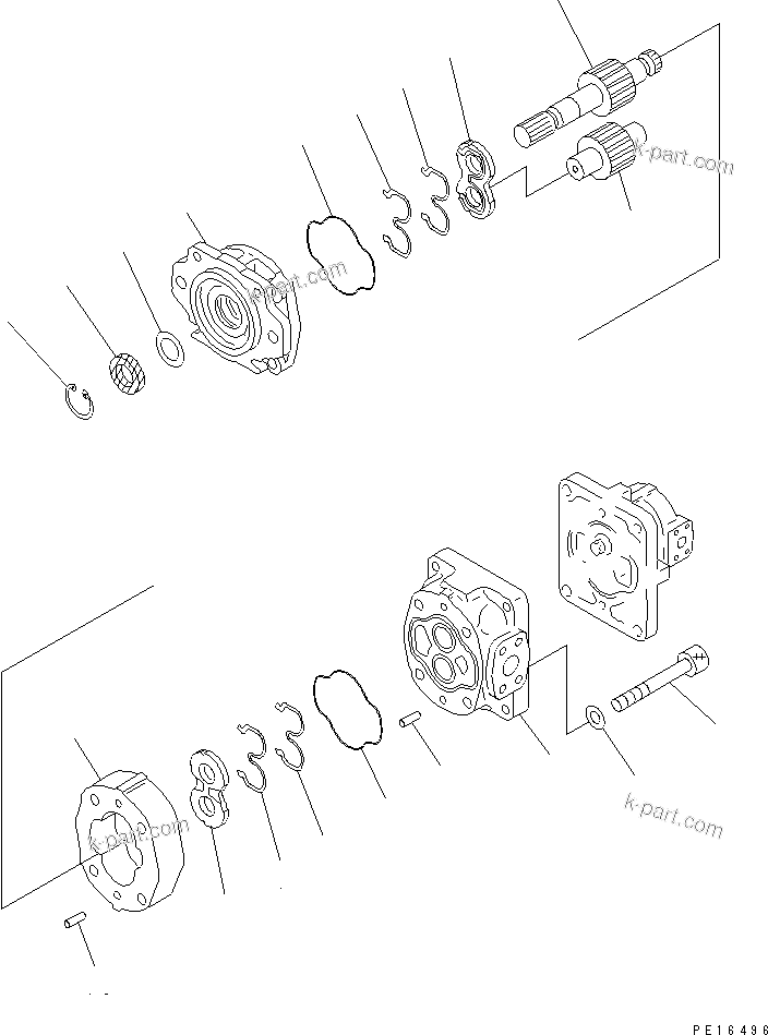 Komatsu parts book diagram for PC750SE-6-AM S/N 10001-UP: GEAR PUMP (1/2)(#10239-)