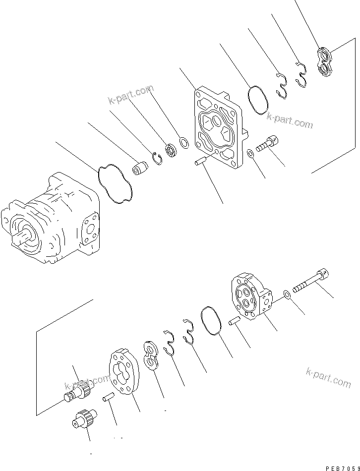 Komatsu parts book diagram for PC750SE-6-AM S/N 10001-UP: GEAR PUMP (2/2)(#10239-)