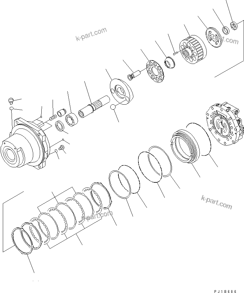 Komatsu parts book diagram for PC750SE-6-AM S/N 10001-UP: TRAVEL MOTOR (CYLINDER BLOCK AND PISTON ASS'Y)(#11001-)