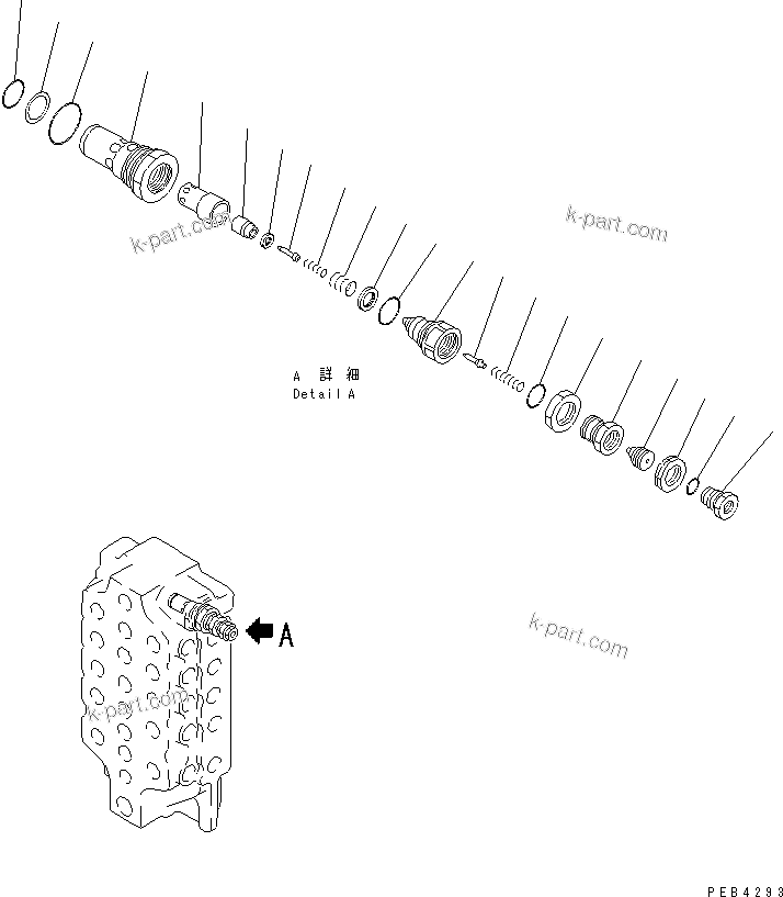 Komatsu parts book diagram for PC750SE-6-AM S/N 10001-UP: MAIN VALVE (3/5) (5-SPOOL)(#11001-)