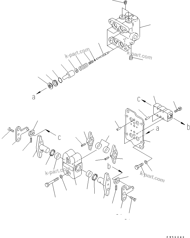Komatsu parts book diagram for PC750SE-6-AM S/N 10001-UP: PPC VALVE (FOR TRAVEL)(#11001-)