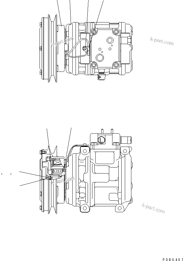 Komatsu parts book diagram for PC750SE-6-AM S/N 10001-UP: AIR CONDITIONER (AIR COMPRESSOR)
