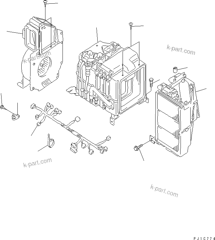 Komatsu parts book diagram for PC750SE-6-AM S/N 10001-UP: UINT ASS'Y (COOLING) (FOR AIR CONDITIONER)(#11001-)