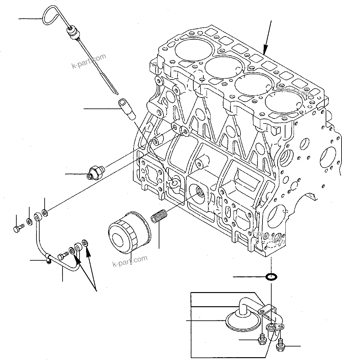 Komatsu parts book diagram for PC75-1 S/N 5000001-Up: LUBRICATING OIL PUMP