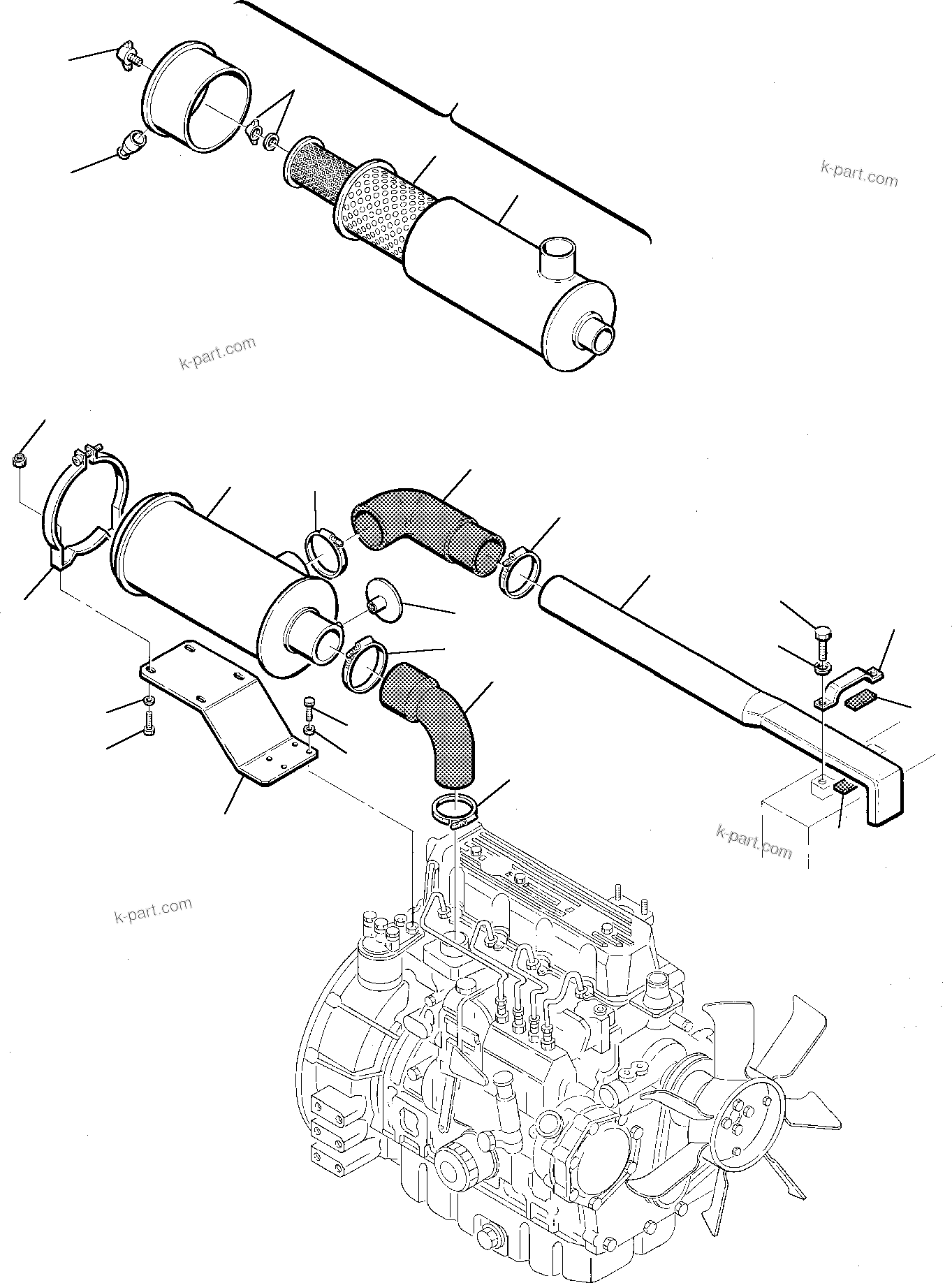 Komatsu parts book diagram for PC75-1 S/N 5000001-Up: AIR CLEANER AND MOUNTING