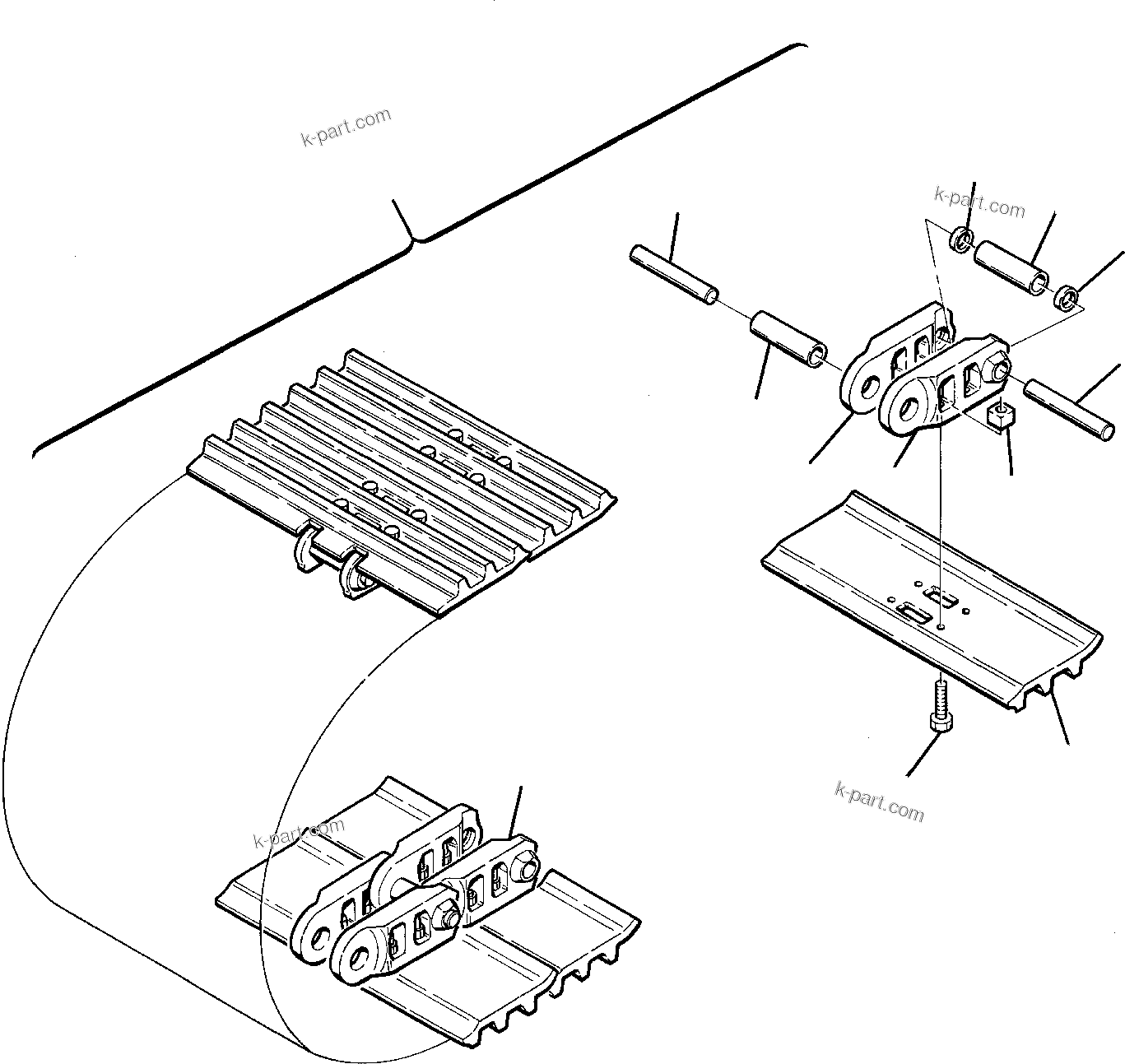 Komatsu parts book diagram for PC75-1 S/N 5000001-Up: TRACK SHOE (L=500 MM)