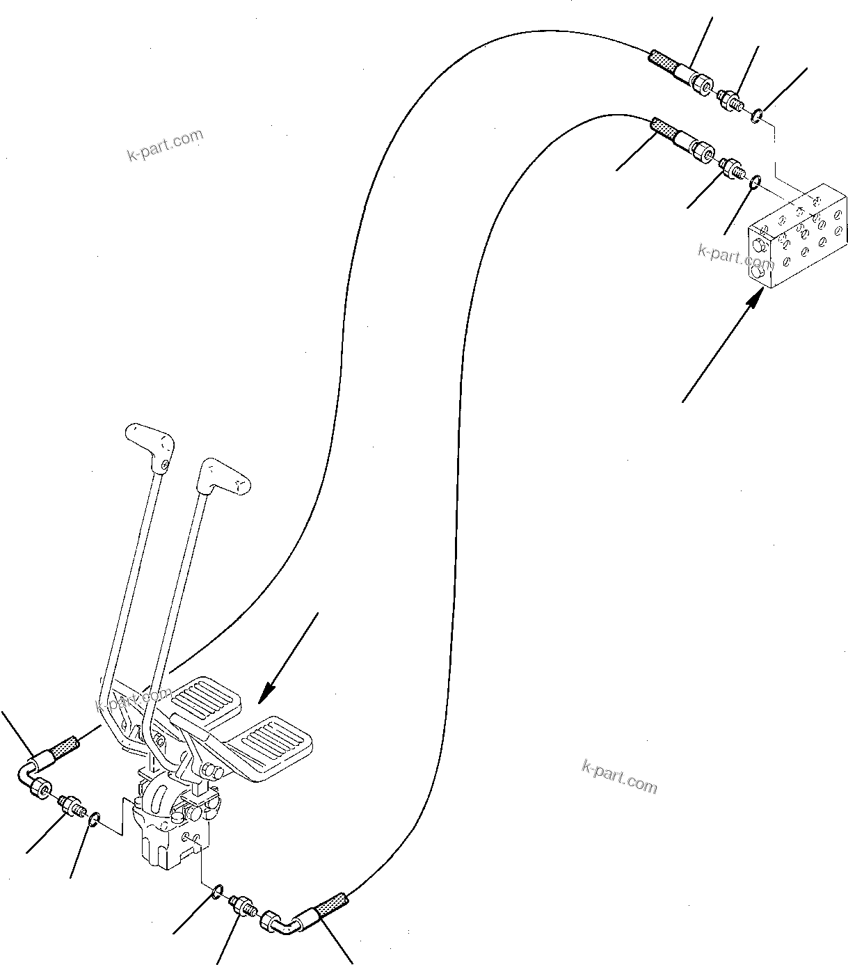 Komatsu parts book diagram for PC75-1 S/N 5000001-Up: HYDRAULIC PIPING (TRAVEL PPC LINE) (2/2)