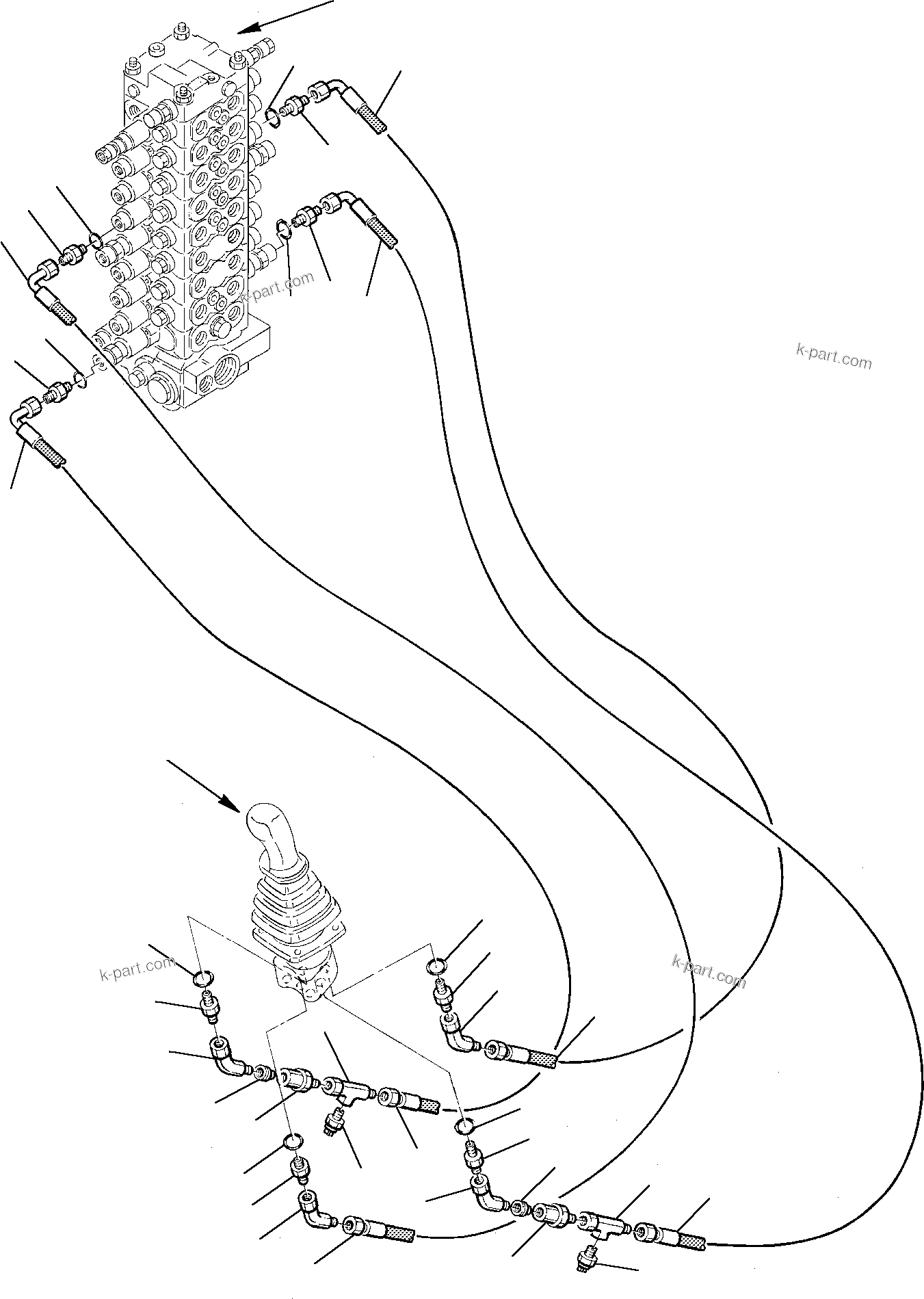 Komatsu parts book diagram for PC75-1 S/N 5000001-Up: HYDRAULIC PIPING (ARM AND SWING PPC VALVE LINE) (2/2)
