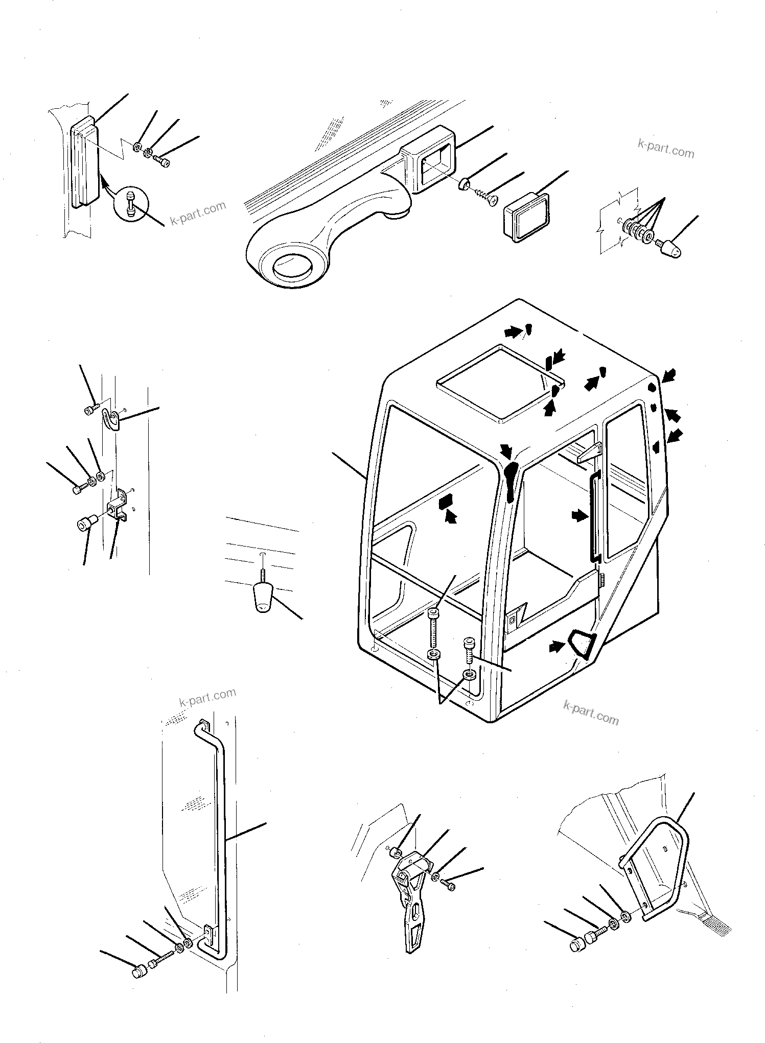 Komatsu parts book diagram for PC75-1 S/N 5000001-Up: CABIN (1/6)