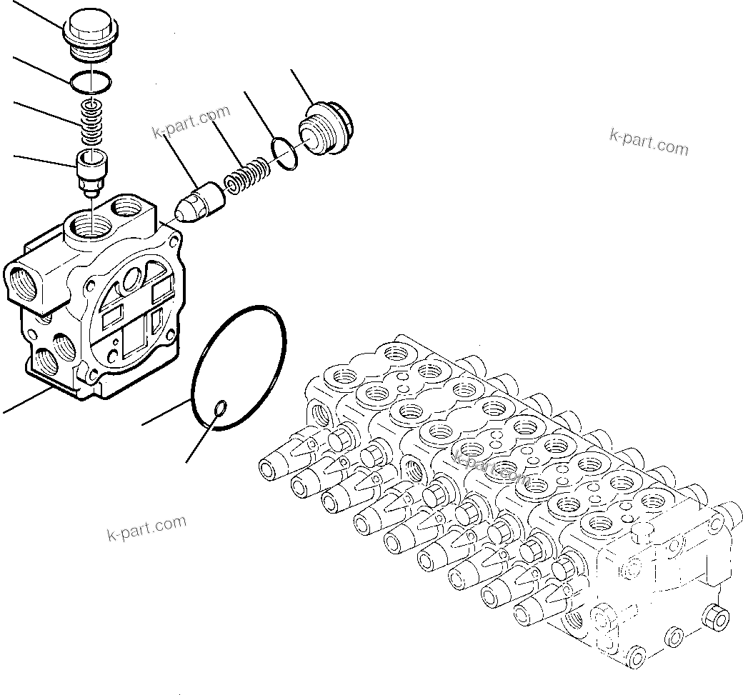 Komatsu parts book diagram for PC75-1 S/N 5000001-Up: CONTROL VALVE (3/7)