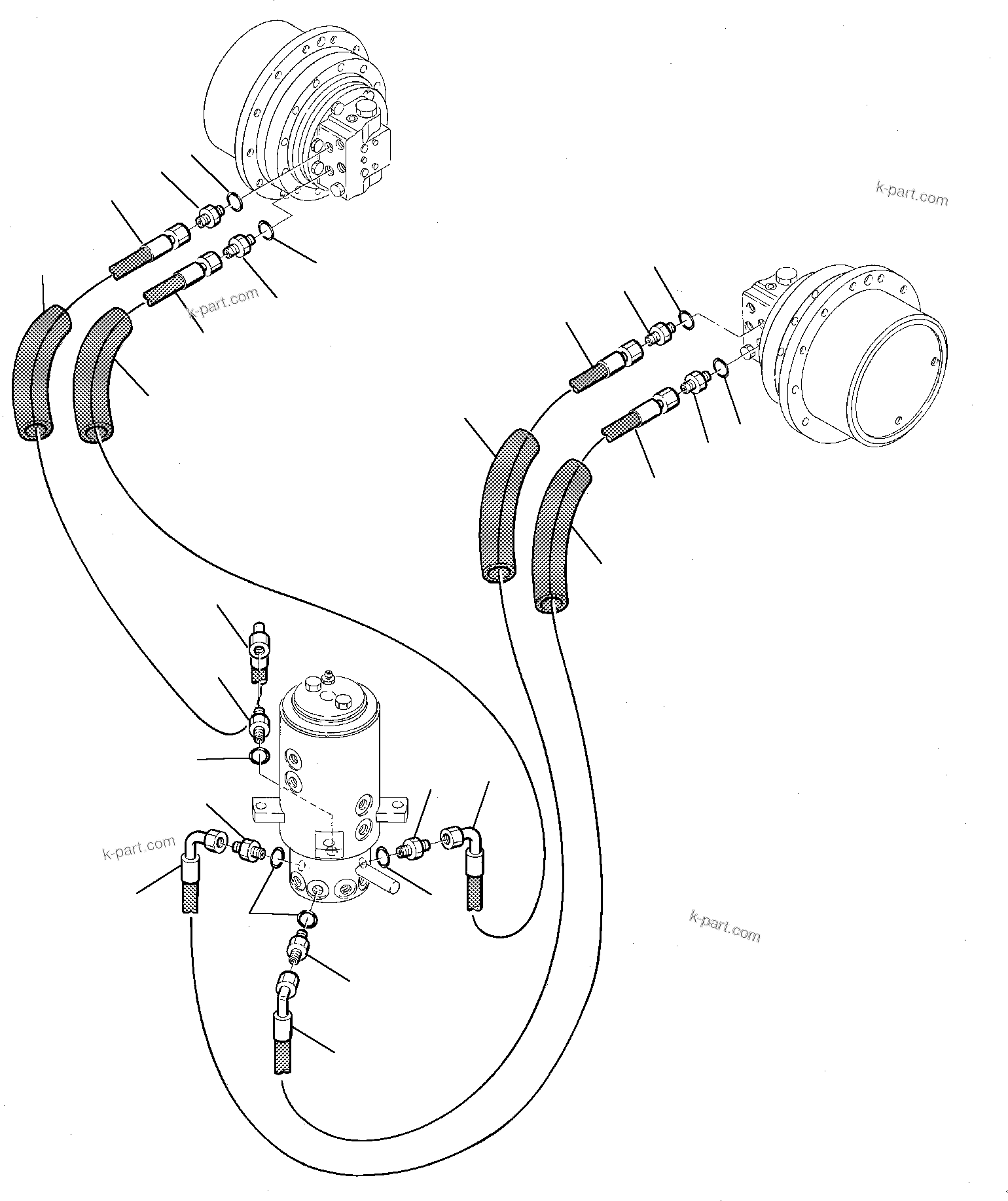 Komatsu parts book diagram for PC75-1 S/N 5000001-Up: HYDRAULIC PIPING (TRAVEL LINE) (2/2)