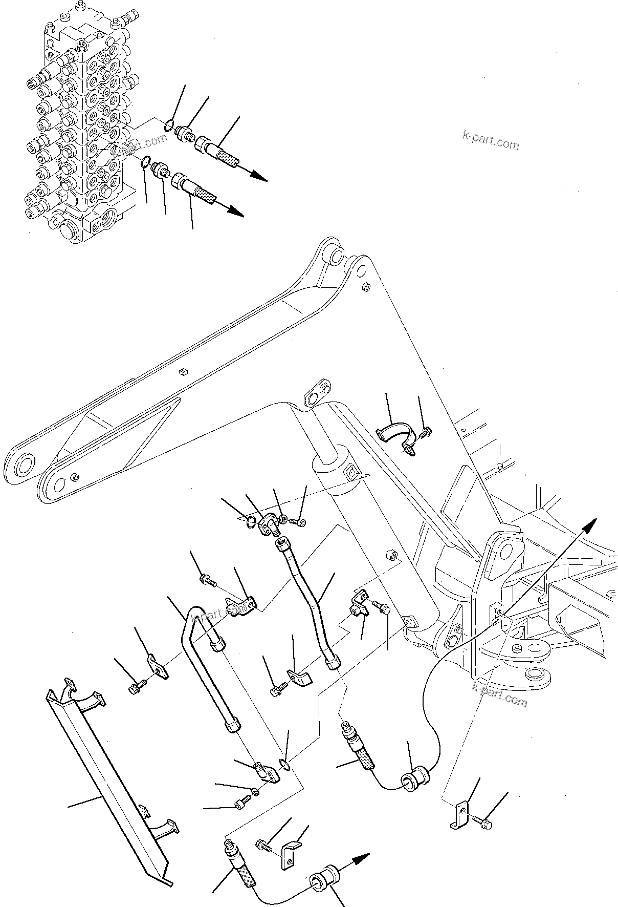 Komatsu parts book diagram for PC75-1 S/N 5000001-Up: HYDRAULIC PIPING (BOOM CYLINDER LINE)