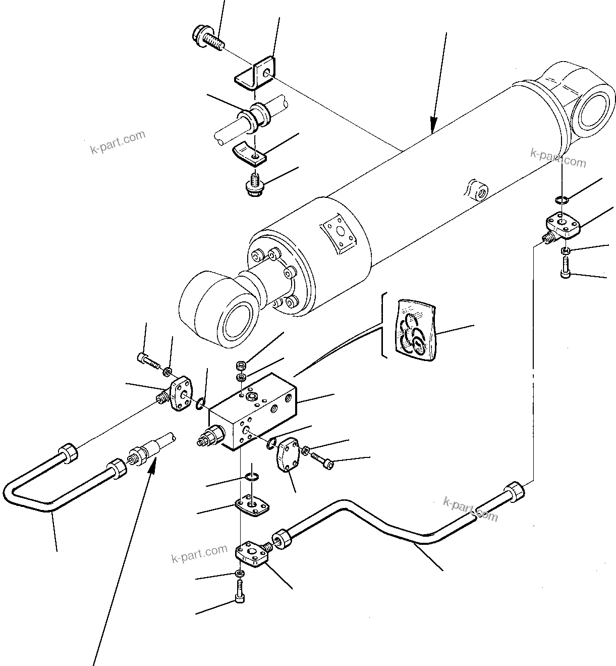 Komatsu parts book diagram for PC75-1 S/N 5000001-Up: HYDRAULIC PIPING (BOOM CYLINDER LINE) (SAFETY VALVE)