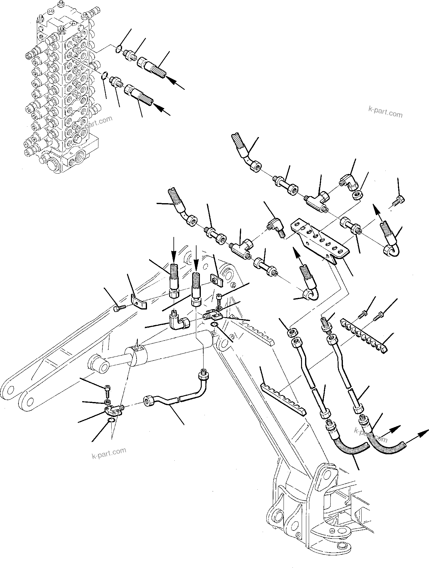 Komatsu parts book diagram for PC75-1 S/N 5000001-Up: HYDRAULIC PIPING (2ND BOOM CYLINDER LINE)