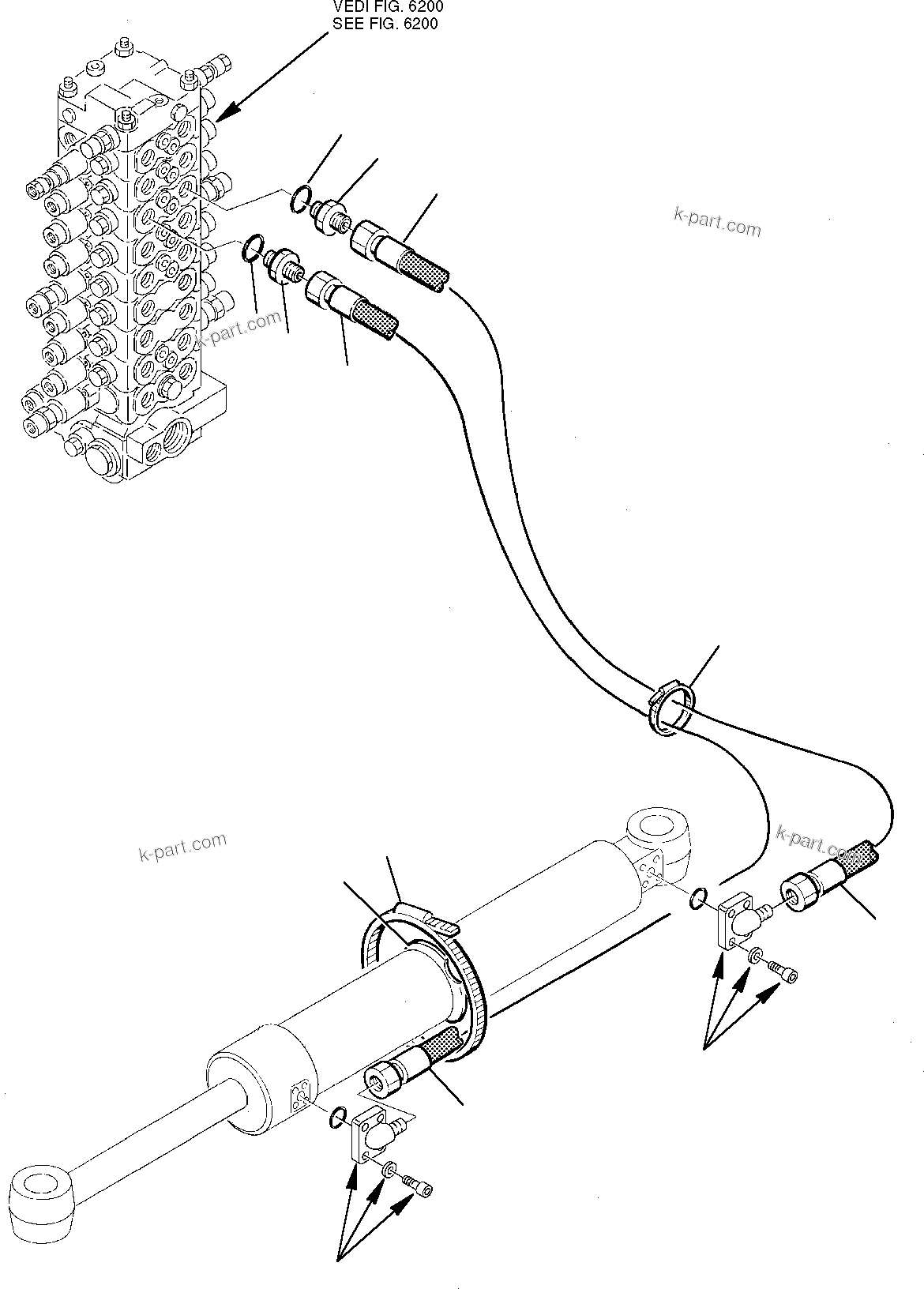 Komatsu parts book diagram for PC75-1 S/N 5000001-Up: HYDRAULIC PIPING (BOOM SWING PPC LINE)
