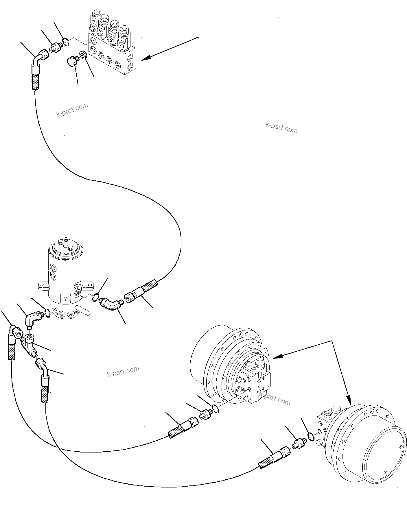 Komatsu parts book diagram for PC75-1 S/N 5000001-Up: HYDRAULIC PIPING (TRAVEL SPEED)