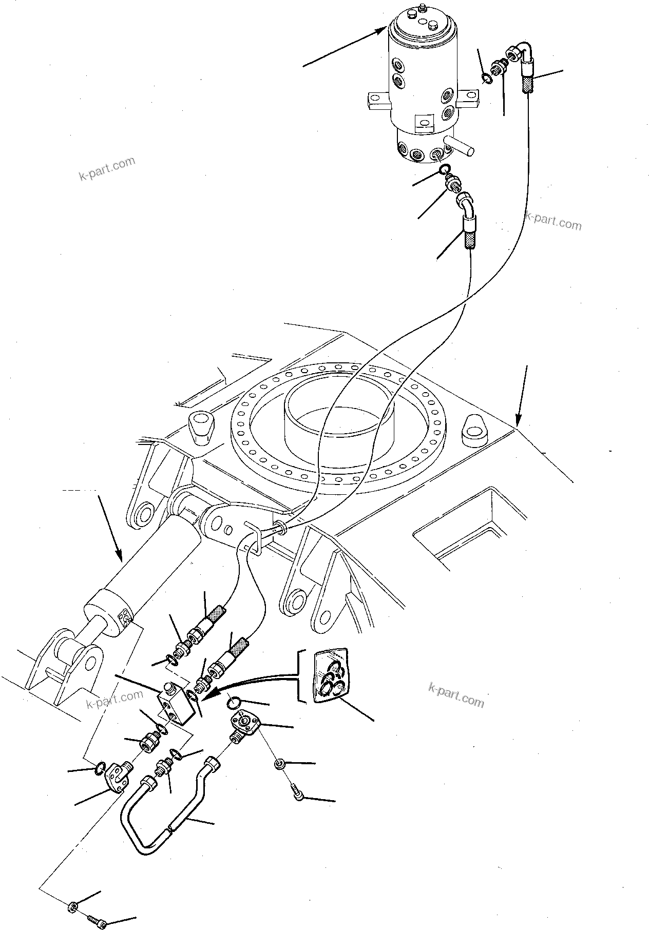 Komatsu parts book diagram for PC75-1 S/N 5000001-Up: HYDRAULIC PIPING (BLADE LINE) (LOWER)