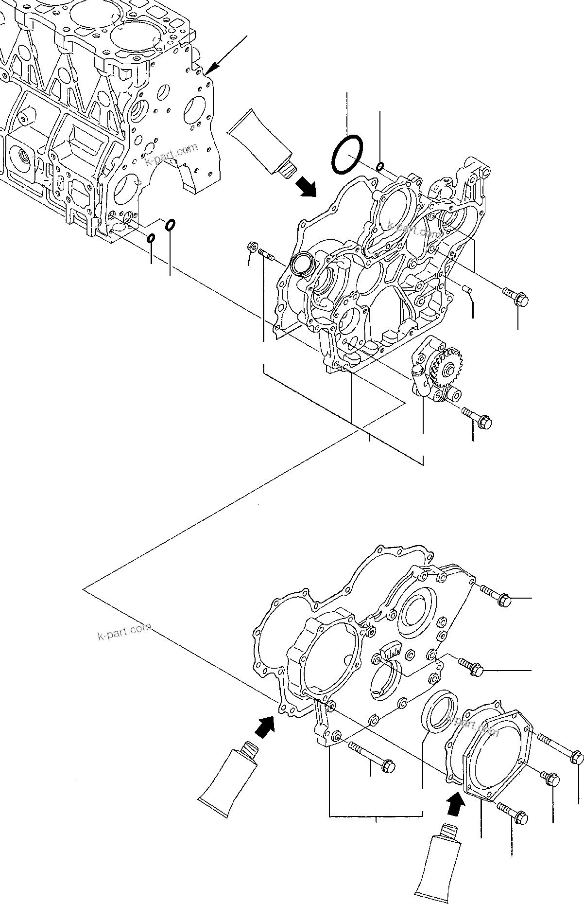Komatsu parts book diagram for PC75R-2 USA S/N 22E5200001-Up: GEAR HOUSING