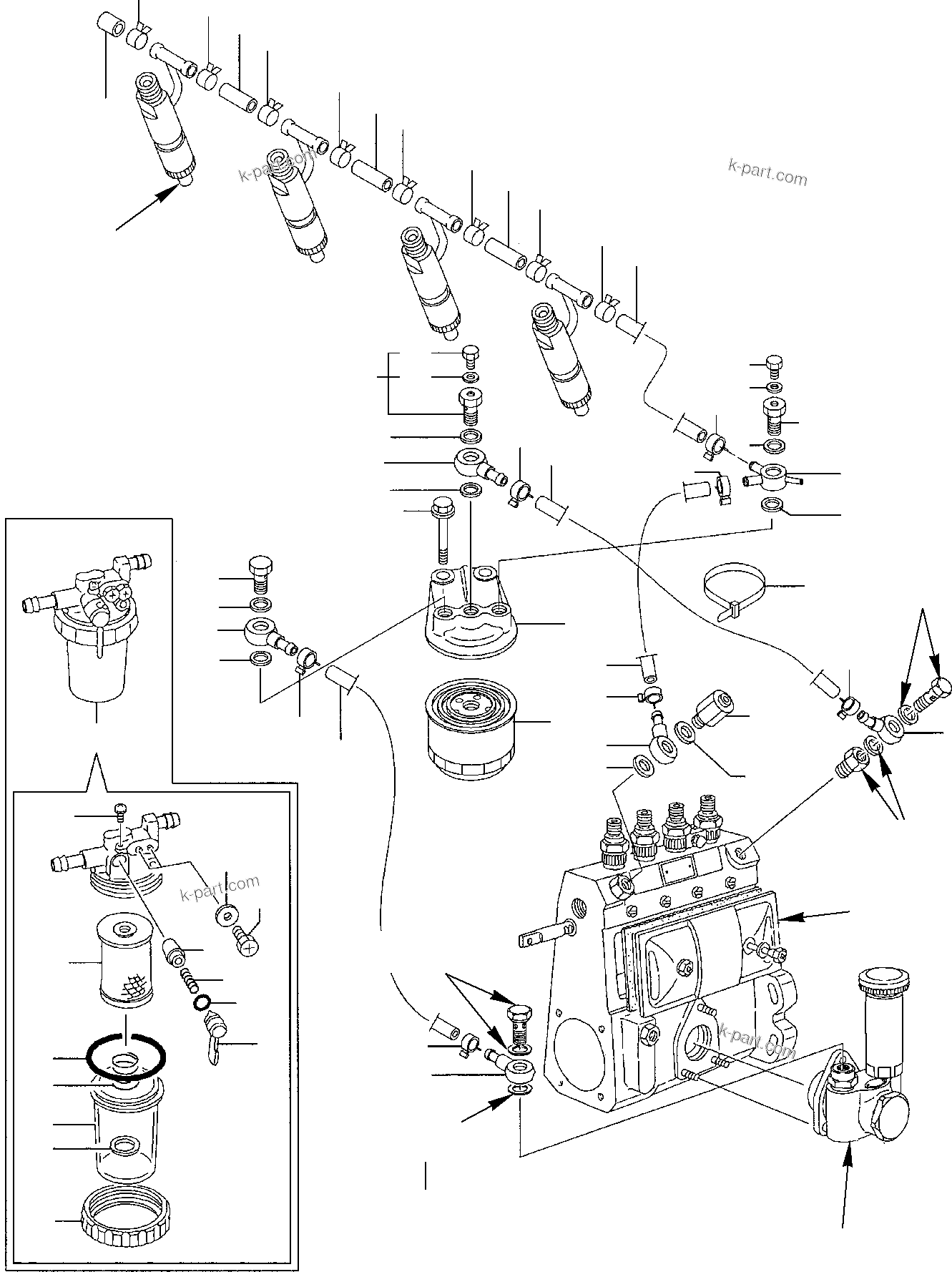 Komatsu parts book diagram for PC75R-2 USA S/N 22E5200001-Up: FUEL LINE