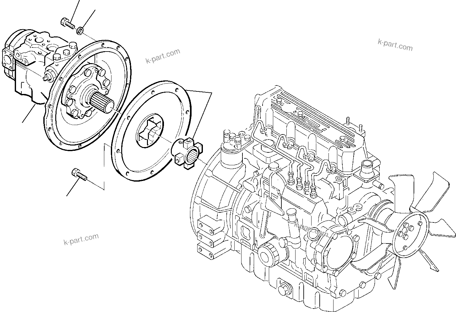 Komatsu parts book diagram for PC75R-2 USA S/N 22E5200001-Up: POWER TAKE OFF