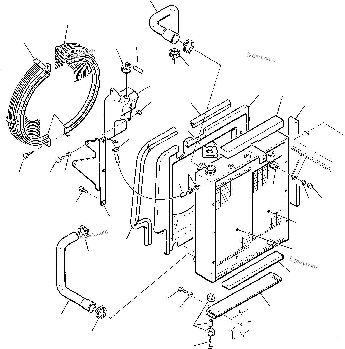 Komatsu parts book diagram for PC75R-2 USA S/N 22E5200001-Up: RADIATOR