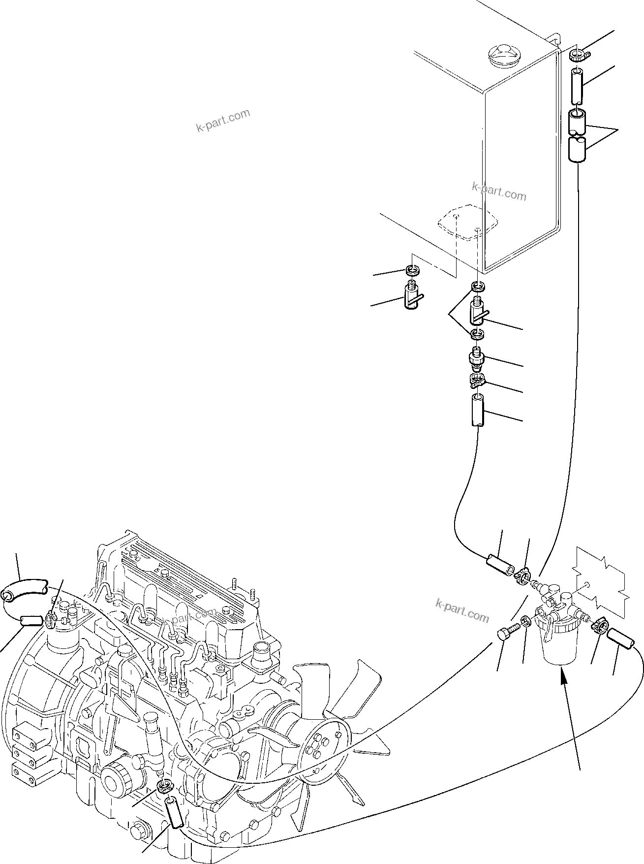 Komatsu parts book diagram for PC75R-2 USA S/N 22E5200001-Up: FUEL PIPING (2/2)