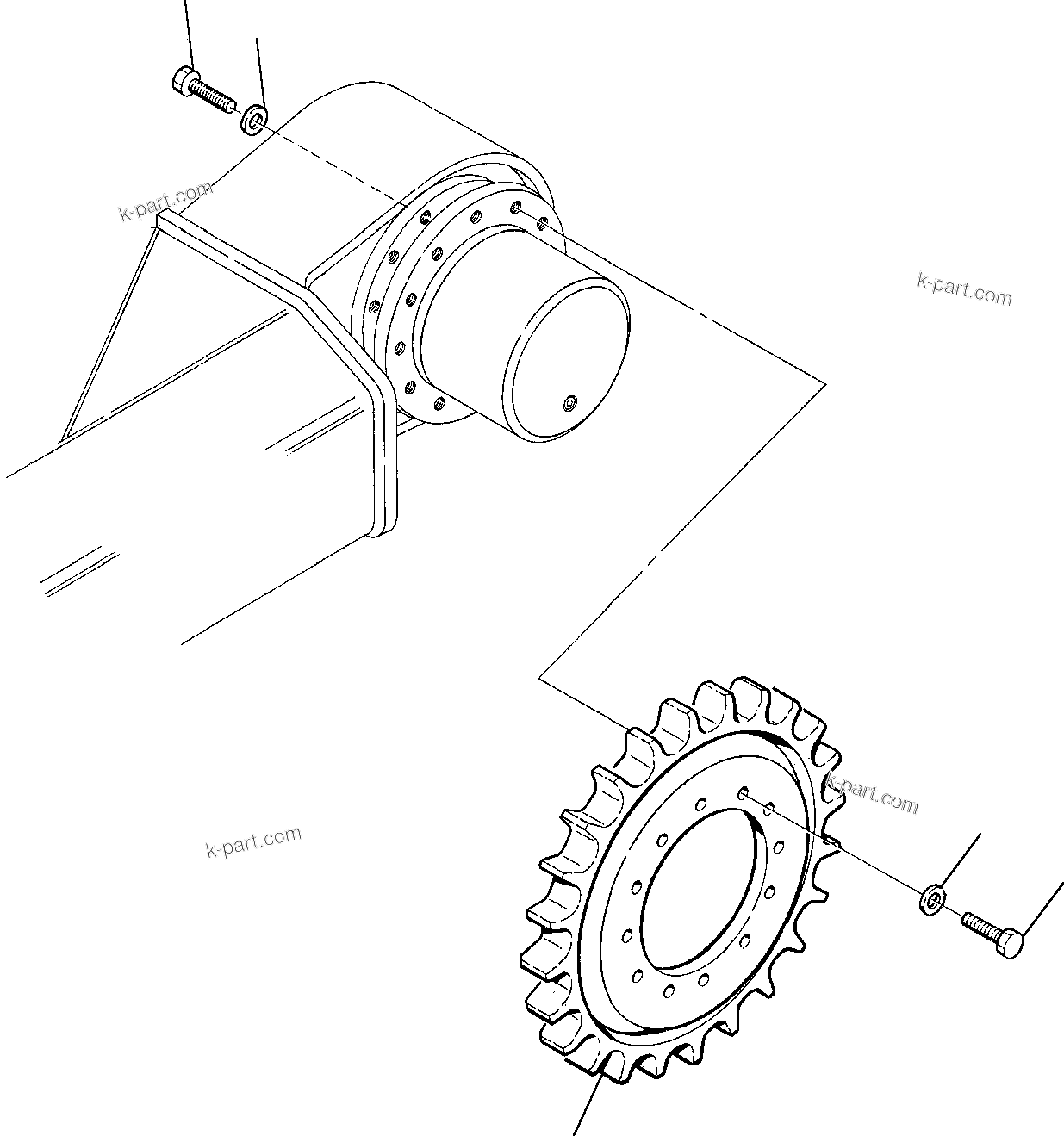 Komatsu parts book diagram for PC75R-2 USA S/N 22E5200001-Up: SPROCKET