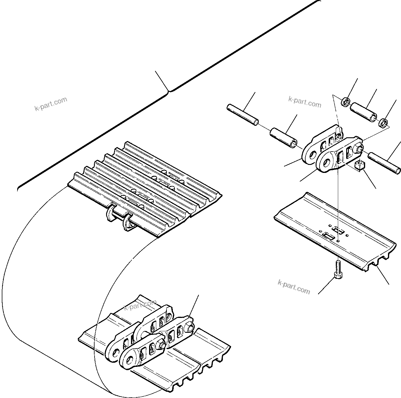 Komatsu parts book diagram for PC75R-2 USA S/N 22E5200001-Up: TRACK SHOE (L=600 MM)