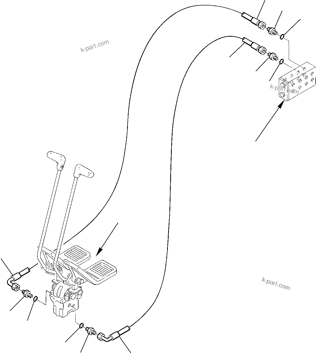 Komatsu parts book diagram for PC75R-2 USA S/N 22E5200001-Up: HYDRAULIC PIPING (TRAVEL PPC LINE) (2/2)