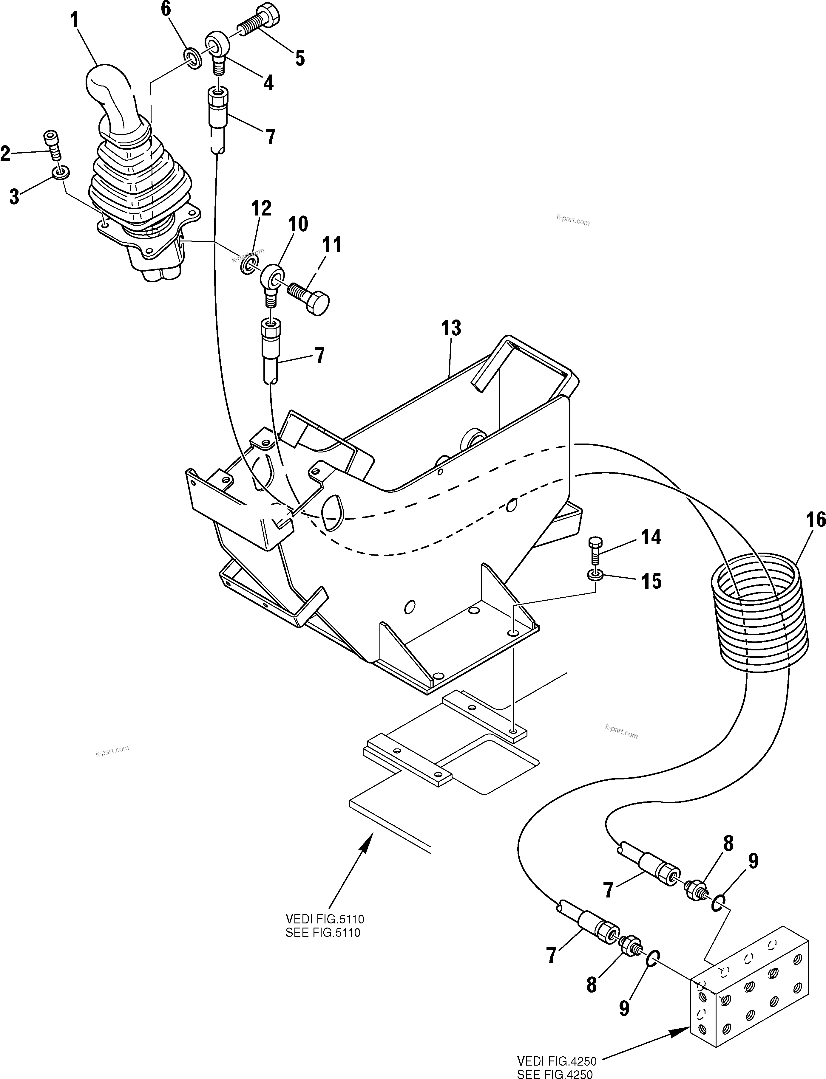 Komatsu parts book diagram for PC75R-2 USA S/N 22E5200001-Up: HYDRAULIC PIPING (BOOM AND BUCKET PPC VALVE LINE) (1/2)