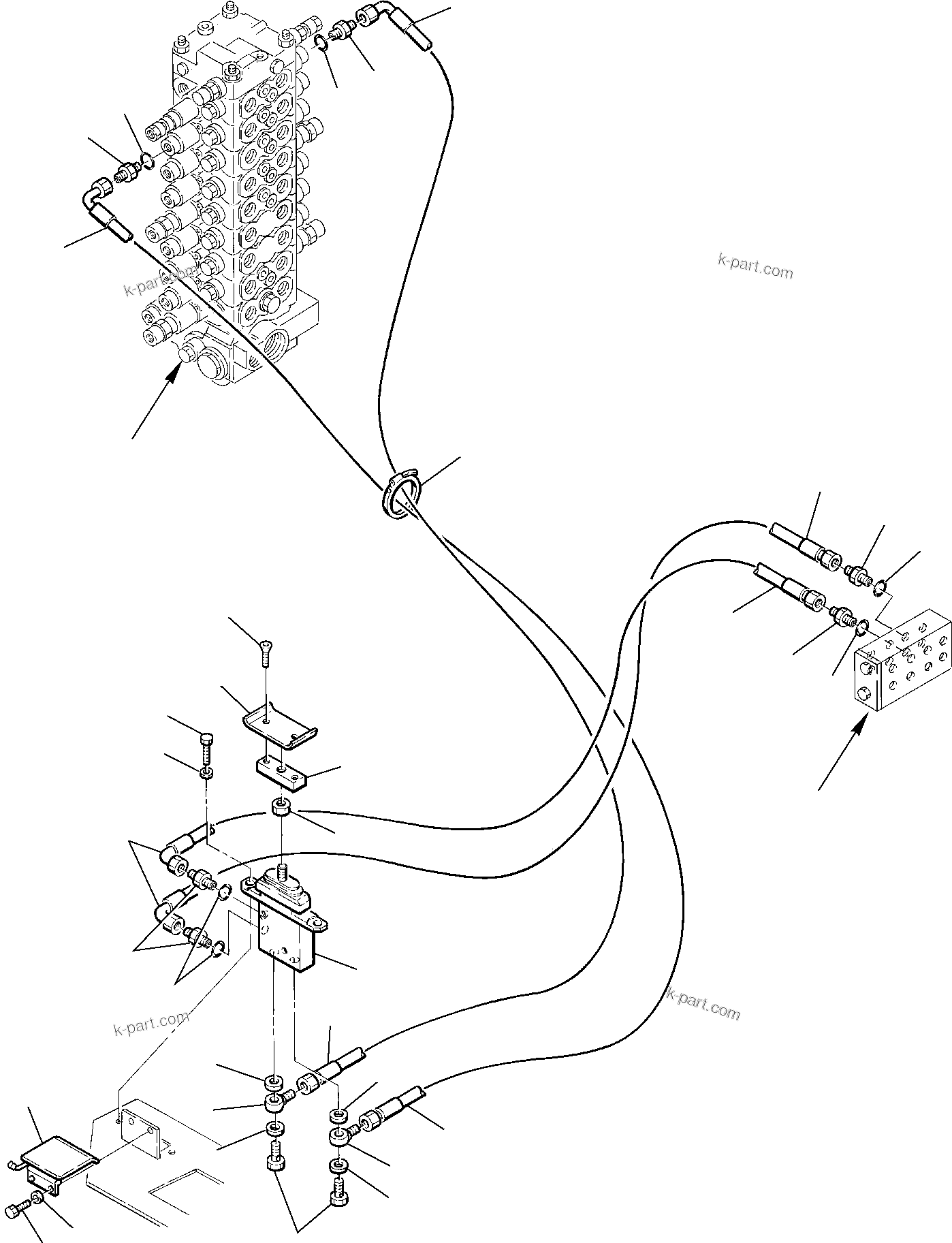 Komatsu parts book diagram for PC75R-2 USA S/N 22E5200001-Up: HYDRAULIC PIPING (BOOM SWING PPC VALVE LINE)