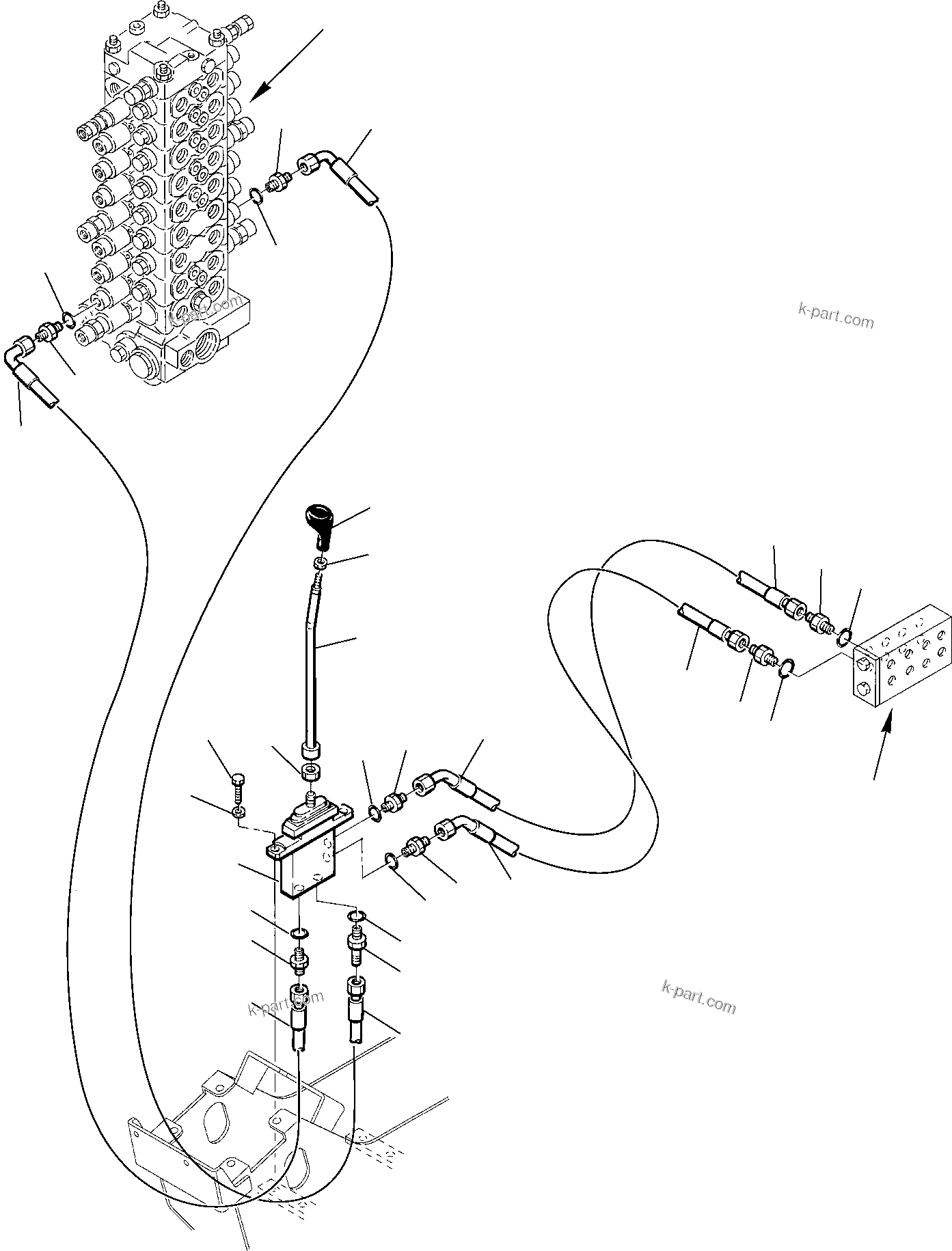 Komatsu parts book diagram for PC75R-2 USA S/N 22E5200001-Up: HYDRAULIC PIPING (BLADE VALVE LINE)